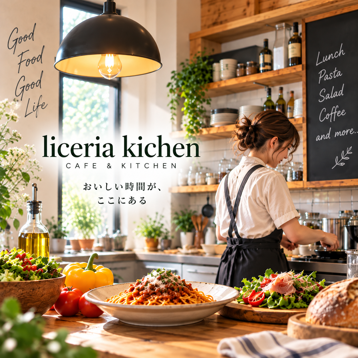 料理とスタッフ、温かな店内が写るliceria kichenのカード画像